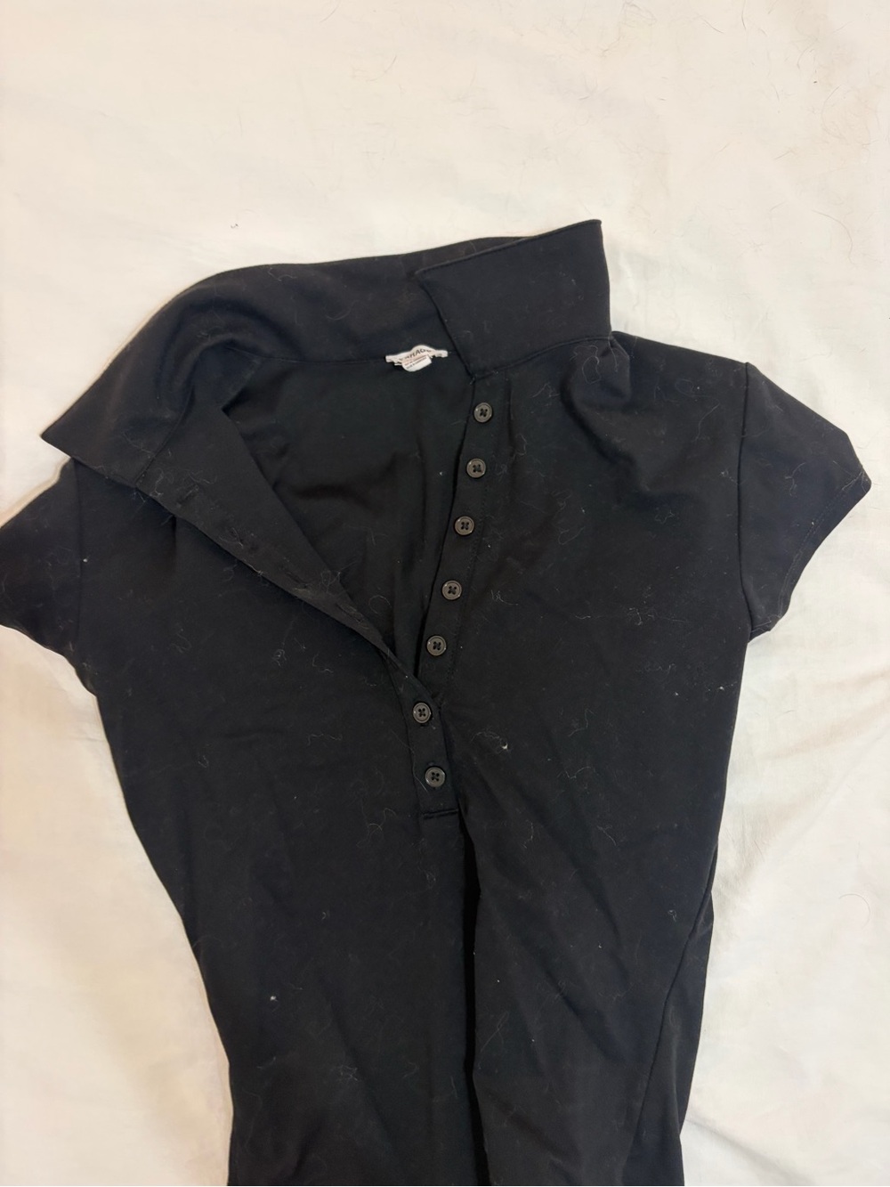 Garage Black Short-Sleeve Polo Button shirt